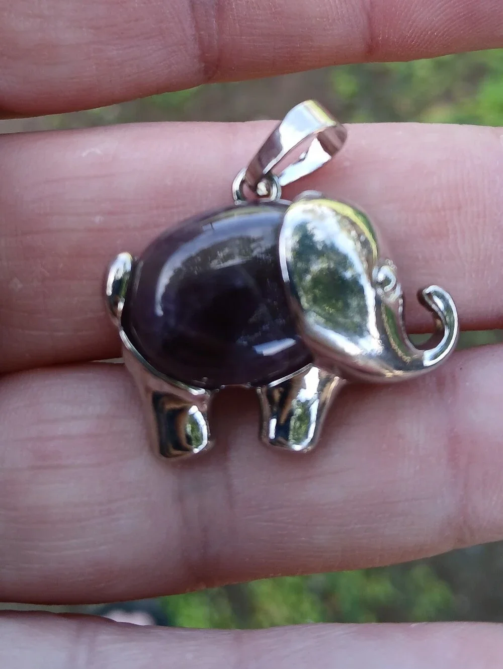 New Amethyst Silver Elephant Pendant.